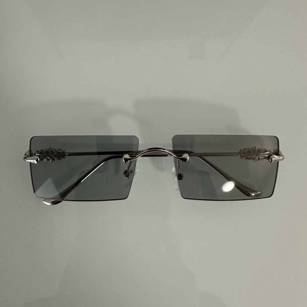 Chrome Hearts Silver Rectangular Sunglasses Set - image 2